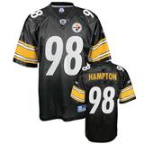 Picture of Pittsburgh Steelers #98 Hampton Black NFL Jersey (White Num)